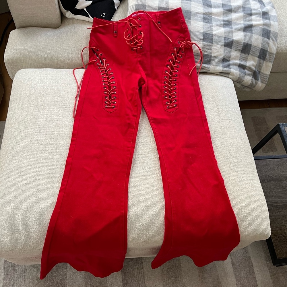 Edikted red flare pants